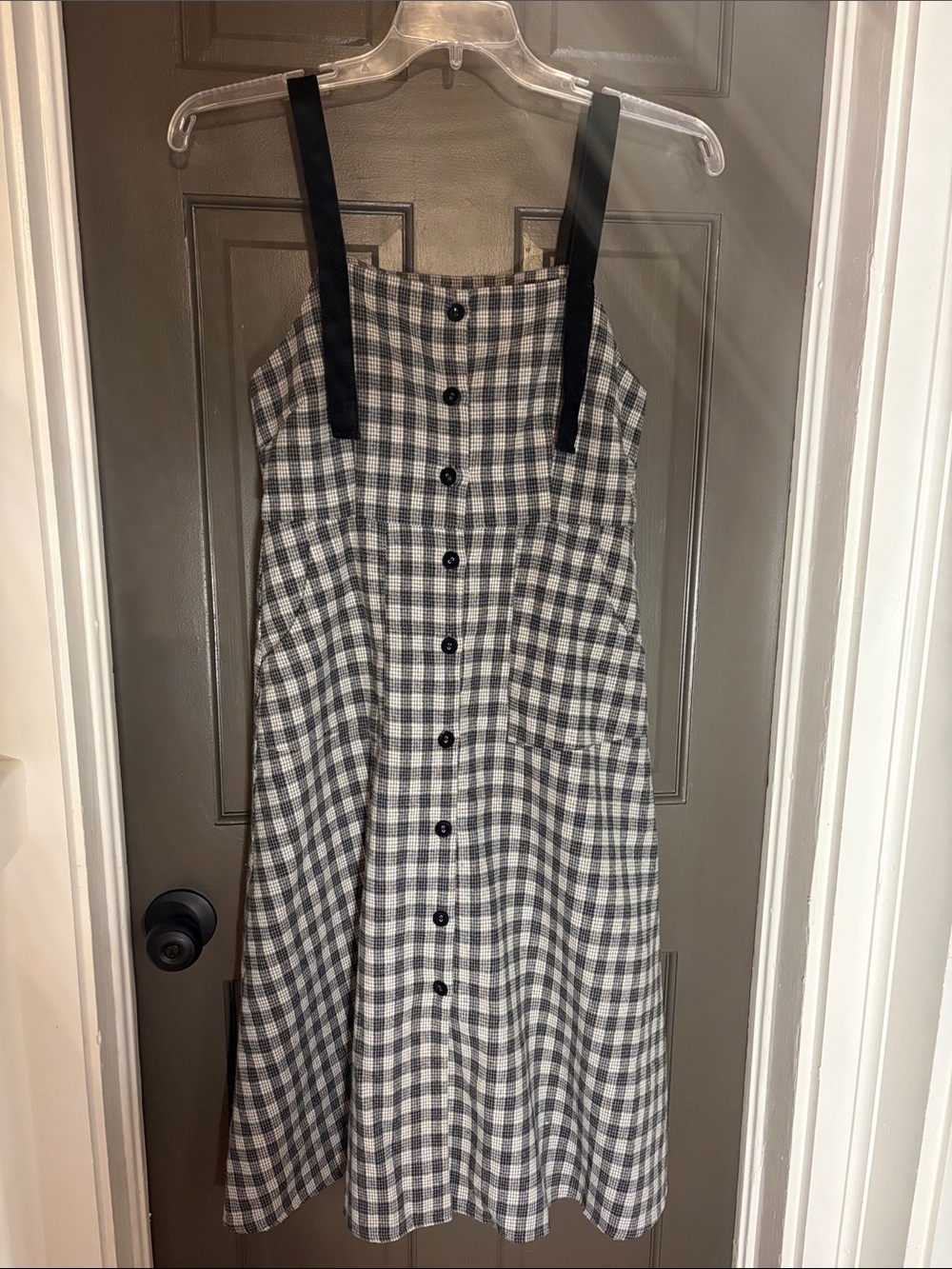 PAZZO Black & White Plaid Button-Front Midi Dress